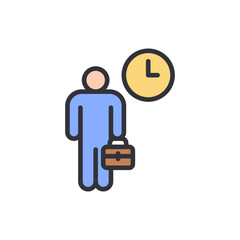 Businessman Holding A Briefcase Illustration With The Clock In The Background