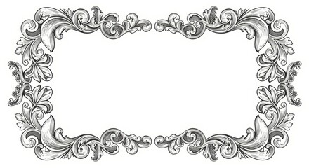 Elegant Baroque-style frame, perfect for adding a touch of vintage flair to your designs.