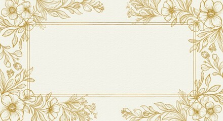 Elegant gold floral frame on a cream background. Perfect for invitations or announcements.