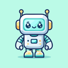 Mascot Robot Avatar Character Design for Logo Icon Vector Business Android Humanoid AI Cartoon Futuristic Cyberpunk Gadget Technology Sci Fi Cute Illustration Automation Cyber Innovation