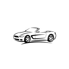 Naklejka premium Sleek Convertible Silhouette: A minimalist, high-contrast illustration of a modern convertible, exuding elegance and speed through its clean lines and dynamic form.