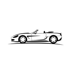 Obraz premium Sleek Convertible Silhouette: A minimalist silhouette of a dynamic convertible car against a clean, uncluttered backdrop, embodying speed and elegance.