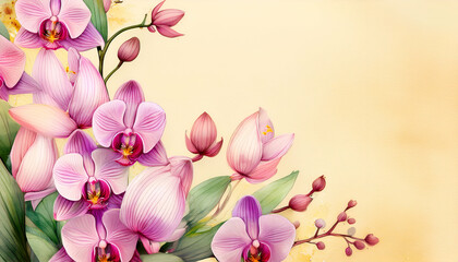 A vibrant arrangement of pink orchids against a soft background, perfect for decoration.