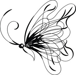 Elegant Black and White Butterfly Line Art Design Illustration