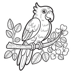 Parrot on Tropical Branch Coloring Page