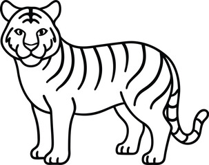 vector illustration of cartoon tiger on transparent background