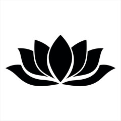 Black and white graphic illustration of a lotus flower symbol art