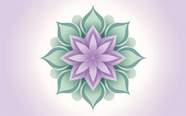Elegant Purple and Green Floral Mandala Design for Meditation
