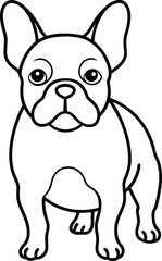 french bulldog cartoon dog outline icon vector on transparent background