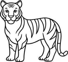 vector illustration of cartoon tiger on transparent background