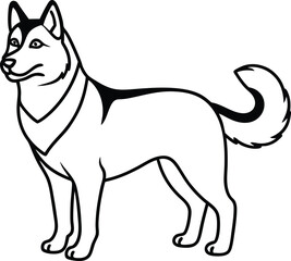 siberian husky dog outline icon vector on transparent background