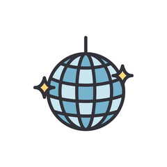 Stylized Disco Ball With Sparkling Light Effects Illustration