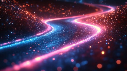 Obraz premium Abstract glowing paths of particles