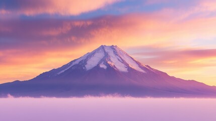 Fototapeta premium Majestic Mountain Peak Sunrise Scenic View Purple Sky Cloudscape Nature art dawn wild calm snow