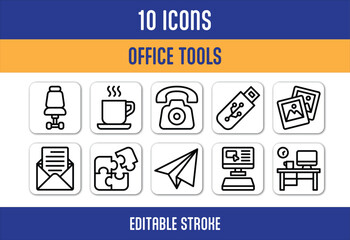 office equipment illustration set with modern style