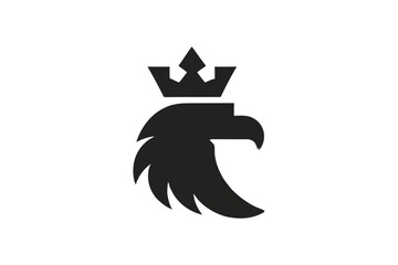 Eagle head with crown logo design vector graphic