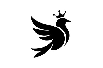 Elegant bird logo design with crown vector graphic