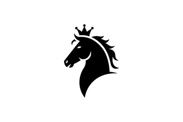 Horse head with crown logo design vector graphic