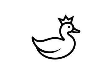 Obraz premium Cute duck with crown outline vector illustration