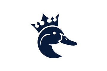 Duck with crown logo design vector illustration