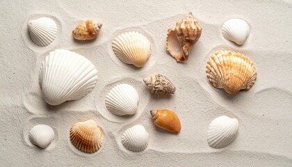 Collecting unique seashells on the beach coastal nature photography tranquil sand environment aerial view