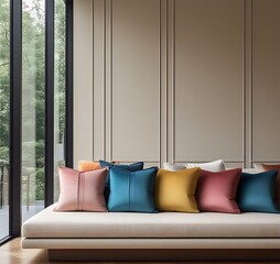 refined modern interior with colorful throw pillows 