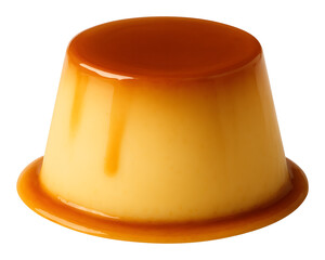flan isolated on transparent background, caramel pudding, condensed milk pudding, caramel custard, crème caramel, custard dessert, caramel sauce, png file