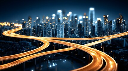 of city lights as bokeh with traffic flowing through the background