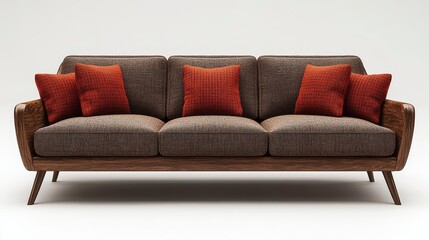 Warm toned sofa with cushions