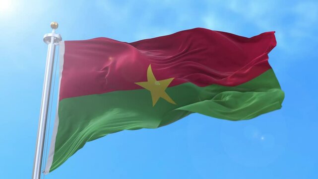 Burkina Faso Realistic Waving Flag Animation Loop