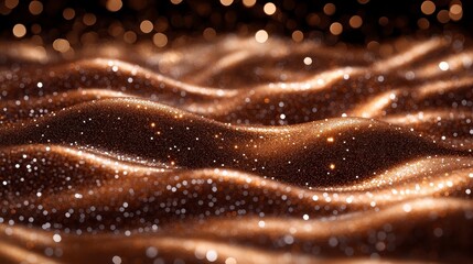 Shimmering waves of bronze surface, speckled with glittering light reflecting upwards in elegant undulating movement
