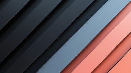 Obraz premium Colorful abstract background with geometric shapes and lines in modern design, featuring shades of black, gray, and coral for creative projects and visual content.