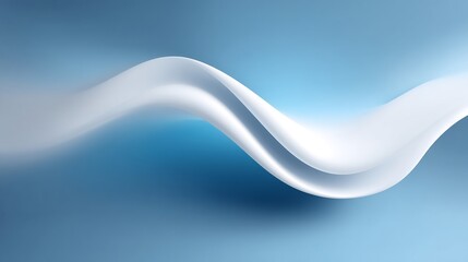 Obraz premium Smooth white ribbon gracefully flowing across a serene gradient blue backdrop