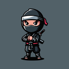 Ninja Mascot cartoon illustration for gaming logo ninja avatar esport mascot ninja chibi character ninja wallpaper ninja pose ninja warrior ninja sword ninja combat ninja fight ninja battle