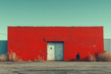 Isolation and Despair in Bankruptcy Represented Through Minimalist Design in a Stark, Empty Landscape at Dawn