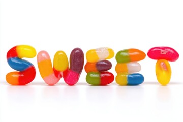 Colorful Jelly Beans Spelling Sweet A Delightful Candy Image