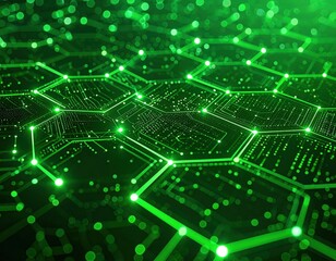 Obraz premium Abstract Glowing Green Hexagon Circuit Pattern