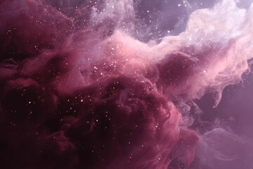 Fototapeta premium Cosmic Dust: A Serene Abstract Painting of Pink and Purple Nebulae
