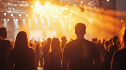 Audience at a concert under bright stage lights
