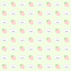 Obraz premium seamless background with puppy and strawberry