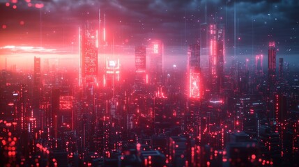 Obraz premium Futuristic cityscape at dawn