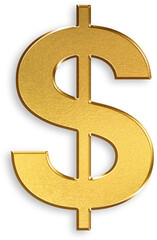 Gold Dollar Icon – 3D Glossy Golden Dollar Sign Symbol with Metallic Shine and Shadowed Style for Currency Graphic, Finance Design, Wealth Concept, Business Payment, and Economy Branding Use