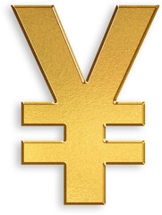Fototapeta premium Gold Yen Icon – 3D Glossy Golden Japanese Yen Sign Symbol with Metallic Shine and Shadowed Style for Asian Currency, Finance Design, Business Trade, Investment Symbol, and Wealth Concepts