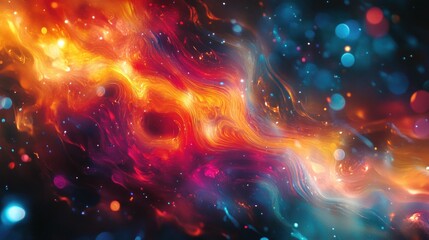 Abstract Cosmic Nebula: Fiery Hues and Celestial Dance