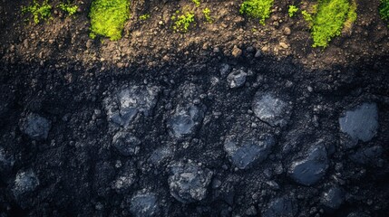 Dark Earth and Lush Green Life: A Striking Contrast in Nature's Resilience