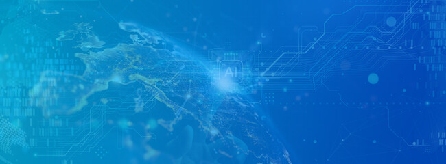 AI Technology Map Background (Blue)