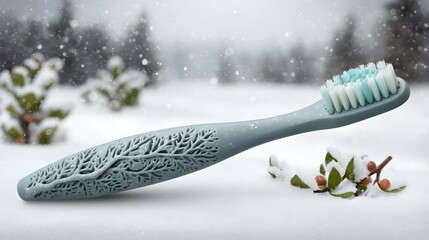 eco-friendly toothbrush in center frame with monochromatic background