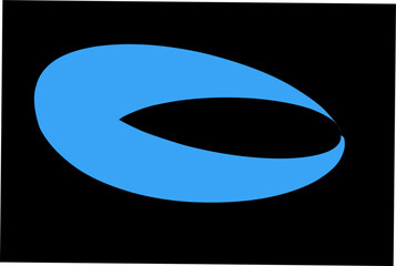 Minimalist abstract blue brushstroke forming an incomplete circular shape on a black background. Modern zen-inspired design with artistic, fluid motion. Ideal for logos, backgrounds,or digital artwork