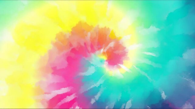 rainbow tie-die pattern spin in circle psychedelic theme colorful abstract background - Powered by Adobe