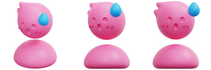 Set of Pink Cute 3D Cartoon Character Avatar Illustration 3d Render Icon Illustration
